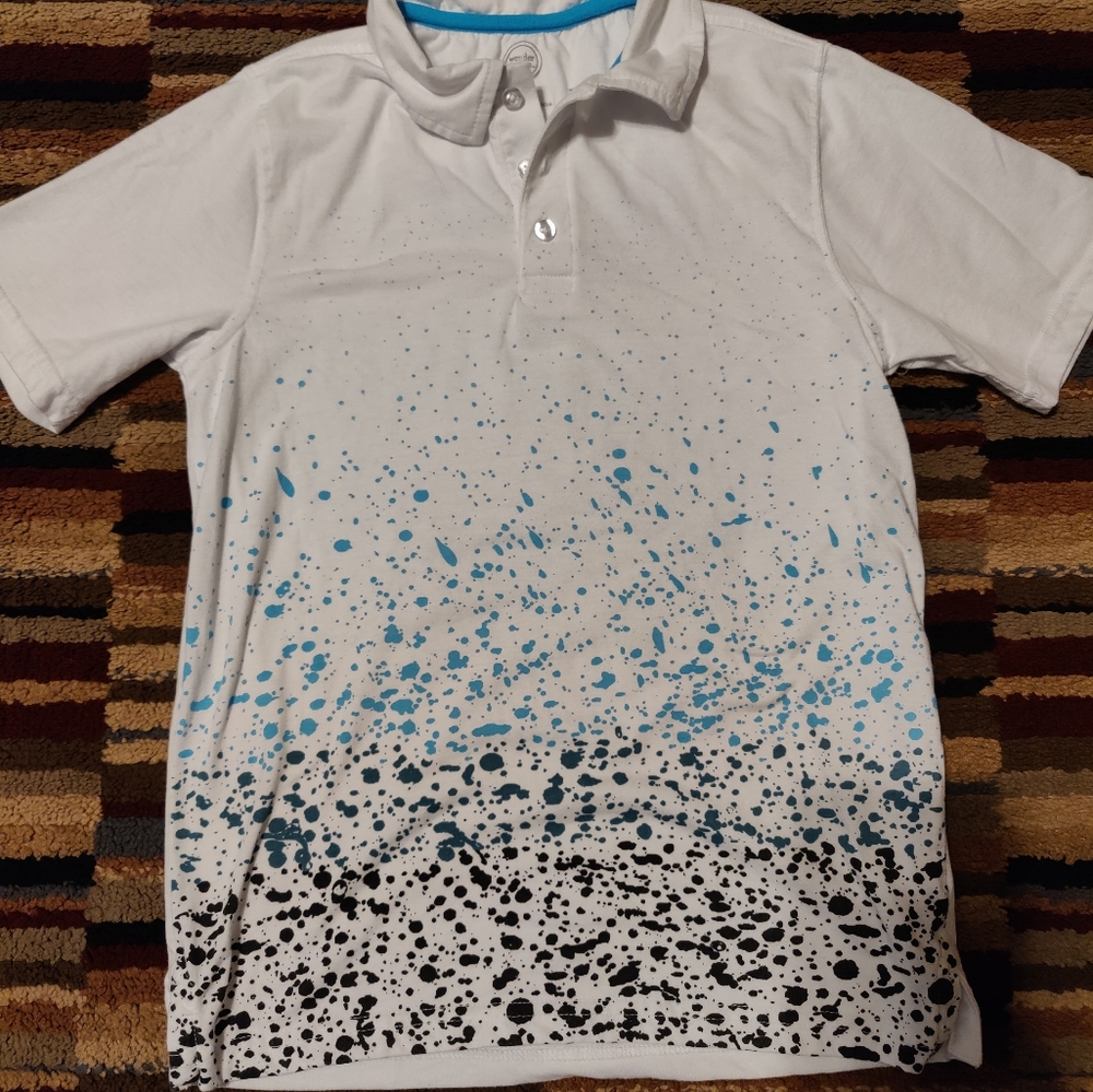 White collard half button up shirt size L 10/12